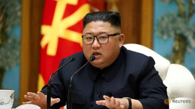 Nhà lãnh đạo Triều Tiên Kim Jong-un phát biểu tại cuộc họp của Trung ương Đảng Lao động Triều Tiên hôm 11 tháng 4 năm 2020. Ảnh: KCNA