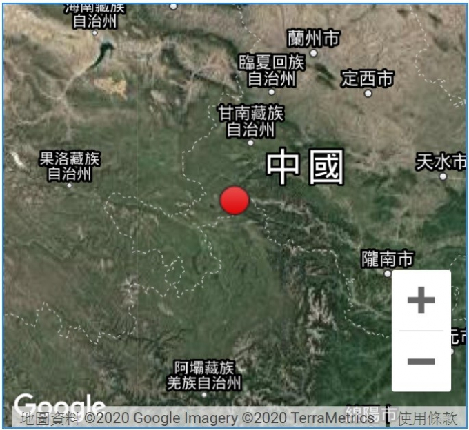 Hình ảnh tâm chấn (màu đỏ) của trận động đất rạng sáng 2/7 tại Tứ Xuyên. Ảnh: Weibo