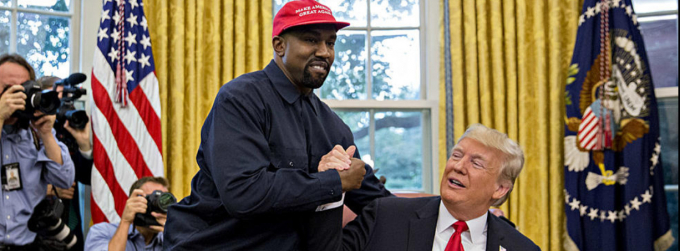 Kanye West được Tổng thống Trump tiếp tại Nhà Trắng hồi tháng 10/2018. Ảnh: DM