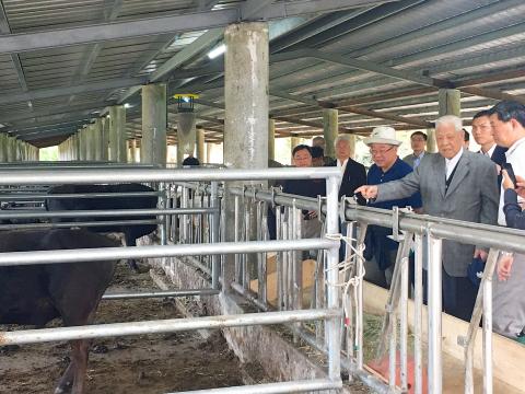 Ông Lý Đăng Huy trong một chuyến tham quan dự án lai tạo đàn bò ở Đài Loan vào tháng 10 năm 2017. Ảnh: TaipeiTimes