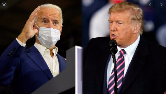 Ông Trump đá xéo ông Biden vì đã đeo khẩu trang trong sự kiện tranh luận tổng thống vào hôm 30 tháng 9. Ảnh: Tvnz