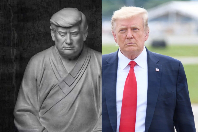 Bức tượng Phật Trump rất giống với chân dung ngoài đời thực. Ảnh: GlobalTimes