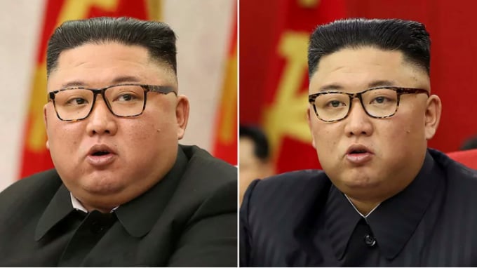 Hình ảnh nhà lãnh đạo Triều Tiên Kim Jong-un hôm 8/2 (trái) và mới nhất hôm 15/6. Ảnh: KCNA