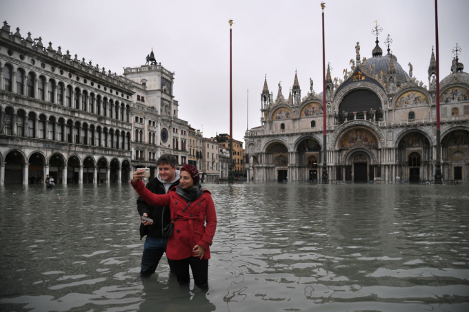 Powerful rainstorms hit Italy in 2019, with the worst affected areas in the south and Venice, where there was widespread flooding. Photto: Marco Bertorello/AFP