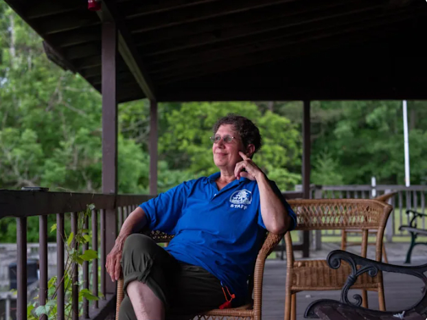 Jill Laidlaw, a director of Camp Cavell, in Lexington, Mich., on June 29, 2021. Laidlaw who has observed climatic changes at the camp since she started there in 1984. (Ali Lapetina/The New York Times)