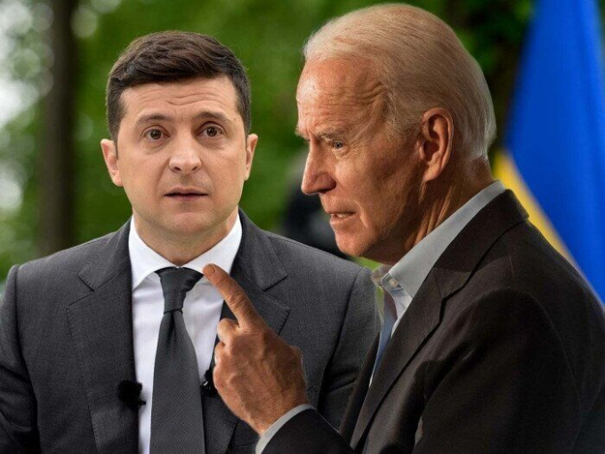 Tổng thống Mỹ Joe Biden và người đồng cấp Ukraine Volodymyr Zelenskyy. Ảnh: Reuters