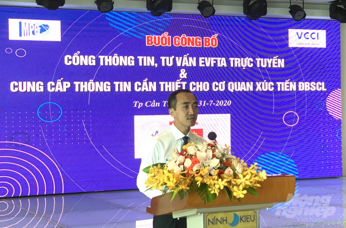 VCCI Cần Thơ công bố cổng thông tin tư vấn  trực tuyến EVFTA. Ảnh: HĐ.