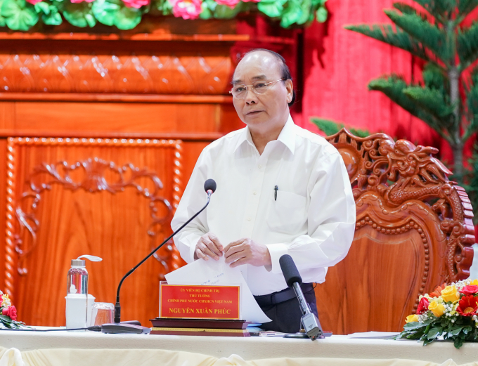 Thủ tướng Nguyễn Xuân Phúc tại hội nghị làm việc với lãnh đạo các tỉnh TP Vùng ĐBSCL. Ảnh: Nguồn Cổng TTĐT Chính phủ.