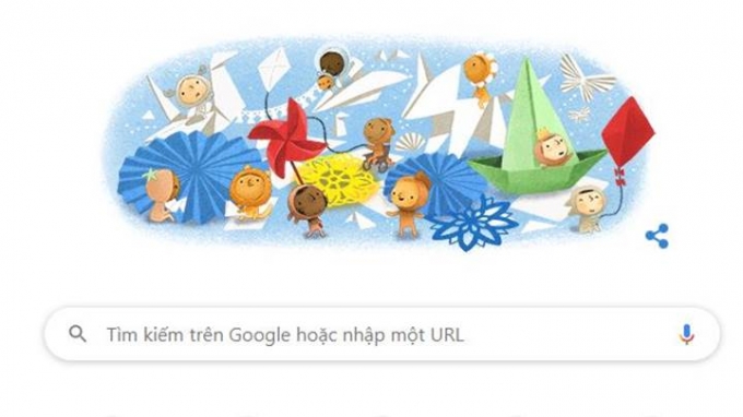 Google Doodle chúc mừng ngày Quốc tế thiếu nhi 1/6.