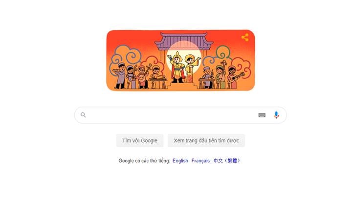 Google Doodle tôn vinh Cải lương với biểu trung vở kịch Tiếng trống Mê Linh