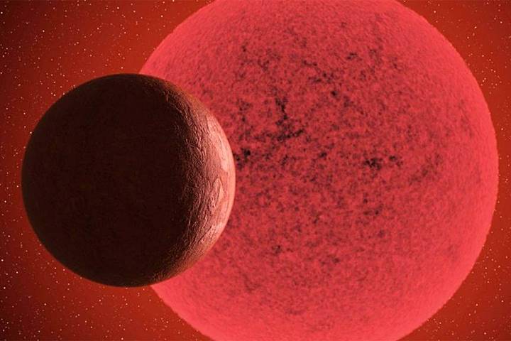 Hình ảnh mô phỏng siêu Trái đất gần sao lùn đỏ GJ-740.  Ảnh: Astronomy & Astrophysics