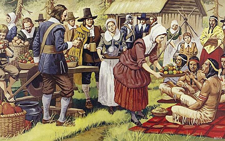 Người Pilgrims thường mời người da đỏ tham dự trong ngày lễ Tạ Ơn