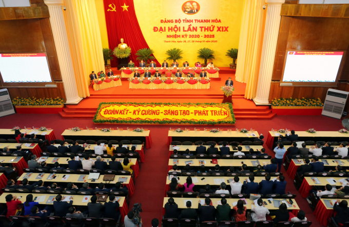 Phương châm hành động của Đại hội đại biểu tỉnh Thanh Hóa  lần thứ XIX, nhiệm kỳ 2020-2025 là 'Đoàn kết - Dân chủ - Kỷ cương - Sáng tạo - Phát triển'. Ảnh: BTH.