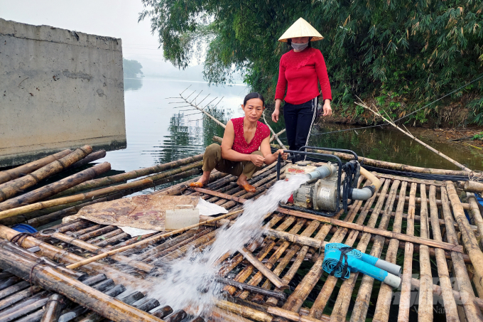 Nhiều hộ phải bơm nước, cấp nguồn ô xi để cứu cá trong vô vọng. Ảnh: VD.