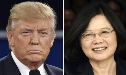 Tổng thống đắc cử Donald Trump và nhà lãnh đạo Đài Loan Thái Anh Văn. Ảnh: Wall Street Journal