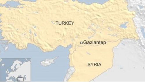 Vị trí thành phố Gaziantep, Thổ Nhĩ Kỳ. Đồ họa: BBC.