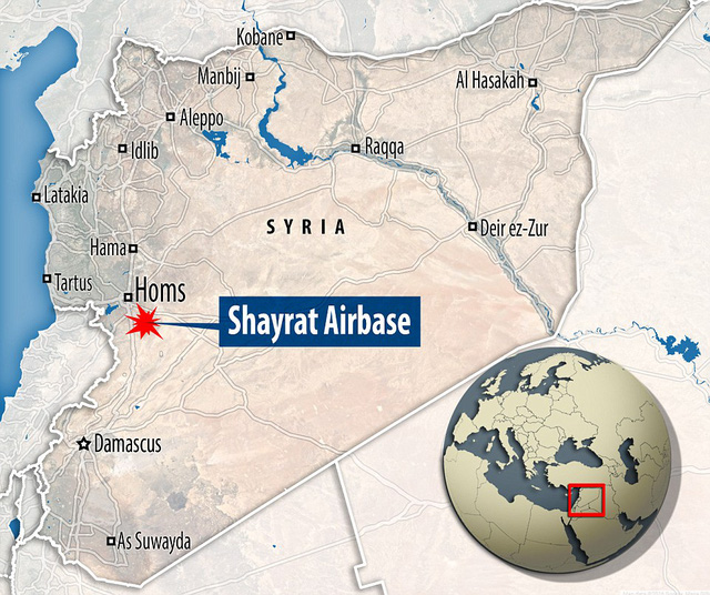   Căn cứ Shayrat tọa lạc tại tỉnh Homs (Đồ họa: DM)  