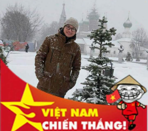 Trần Xuân Hải (Đại học Kỹ thuật TP Yaroslavl) và rất nhiều du học sinh tại CHLB Nga đã thay avata facebook cổ vũ cho đội tuyển Việt Nam. Ảnh: NVCC.