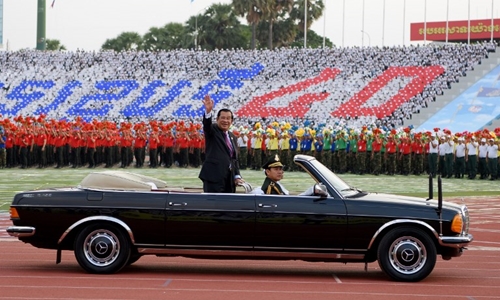 Thủ tướng Campuchia Hun Sen trong lễ kỷ niệm tại Phnom Penh. Ảnh: AFP.