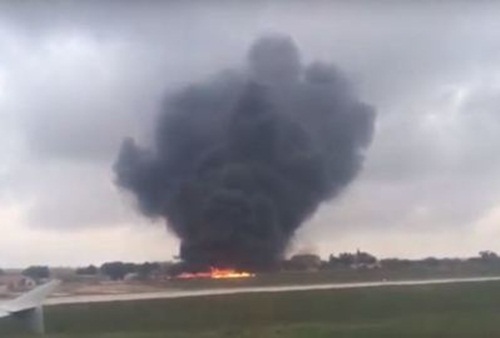 Hiện trường máy bay rơi ở Malta. Ảnh: SkyNews