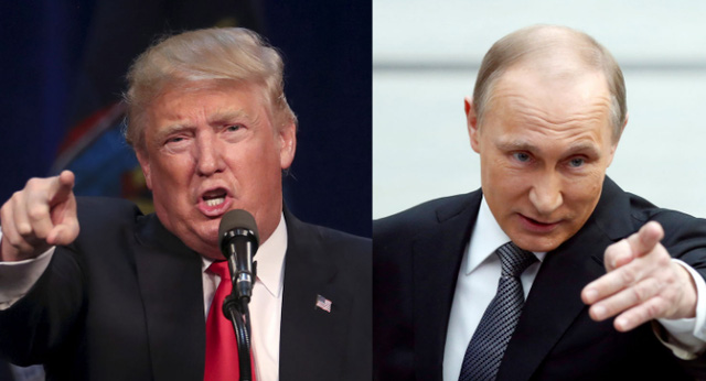 Ứng viên tổng thống Mỹ Donald Trump (trái) và Tổng thống Nga Vladimir Putin. (Ảnh: Getty)