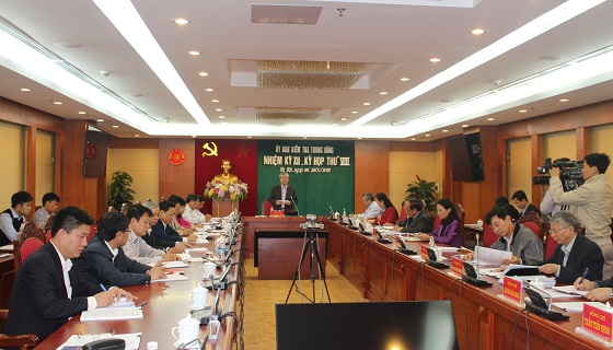 Ông Trần Quốc Vượng-Chủ nhiệm Ủy ban Kiểm tra Trung ương chủ trì cuộc họp (Ảnh: UBKTTW)