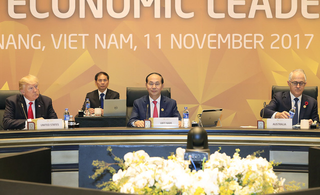  Chủ tịch nước Trần Đại Quang chủ trì Hội nghị lần thứ 25 Các nhà Lãnh đạo Kinh tế APEC. (Ảnh: Ban tổ chức APEC Việt Nam 2017)  