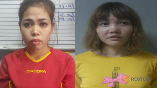 Hai nữ nghi phạm mang hộ chiếu nước ngoài trong vụ sát hại người đàn ông Triều Tiên. Ảnh: Reuters