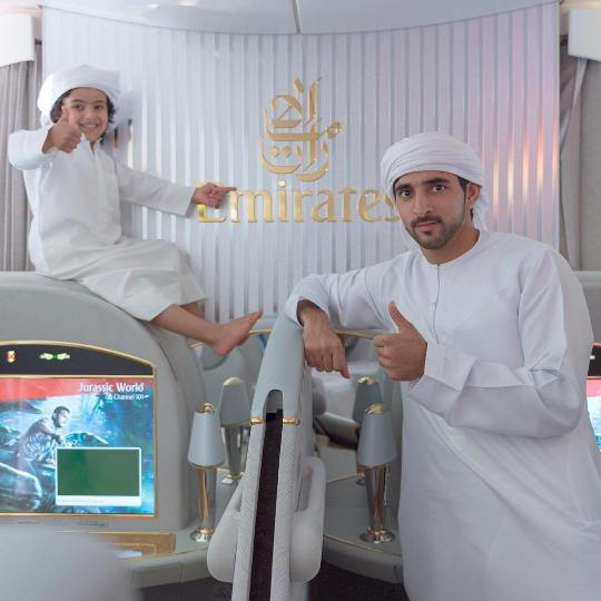 Tất nhiên Thái tử luôn bay ở khoang hạng nhất của Emirates