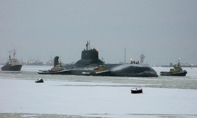 Tàu ngầm Dmitry Donskoi thuộc lớp Akula của Hạm đội phương Bắc Nga có khả năng mang tên lửa đạn đạo.
