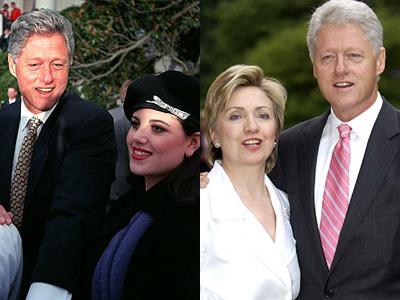 Cựu TT Clinton bên vợ và bên người tình (ảnh ST)