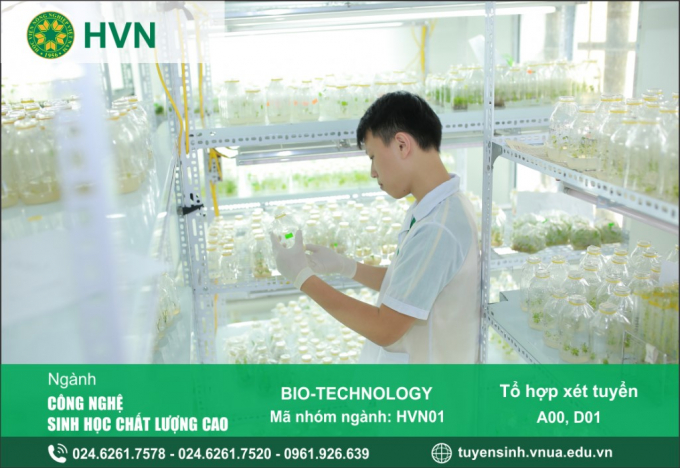 Chương trình đào tạo của Học viện được xây dựng chuẩn hiện hành ngành công nghệ sinh học và cải tiến dựa trên chương trình của các trường đại học uy tín trên thế giới. Ảnh: HVNN.