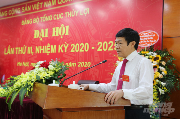 Tổng Cục trưởng Tổng cục Thủy lợi Nguyễn Văn Tỉnh tái cử Bí thư Đảng bộ Tổng cục Thủy lợi nhiệm kỳ 2020 - 2025. Ảnh: HG.