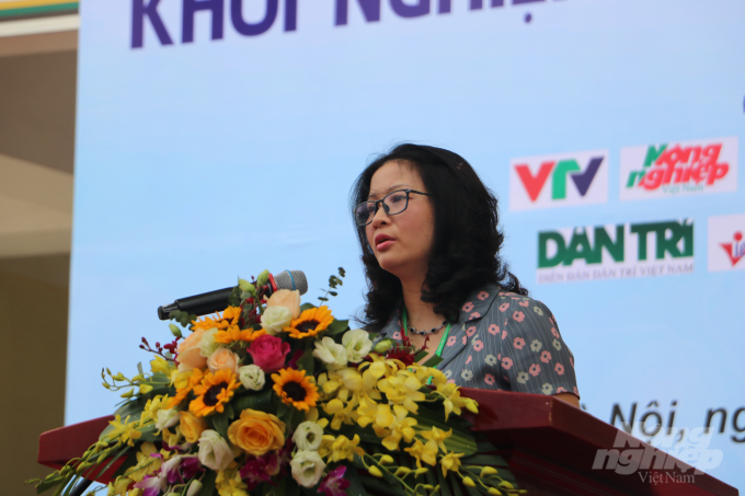 GS.TS. Nguyễn Thị Lan, Giám đốc Học viện Nông nghiệp Việt Nam phát biểu tại buổi lễ. Ảnh: Hưng Giang