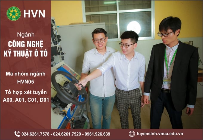Thông tin tuyển sinh ngành Công nghệ kỹ thuật ô tô của Học viện Nông nghiệp Việt Nam. Ảnh: HVNN