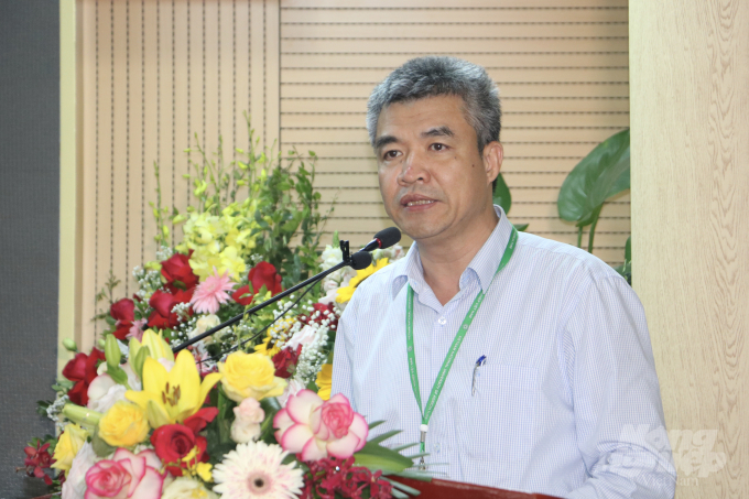 Ông Phạm Văn Cường, Phó Giám đốc Học viện Nông nghiệp Việt Nam phát biểu tại buổi lễ. Ảnh: HG