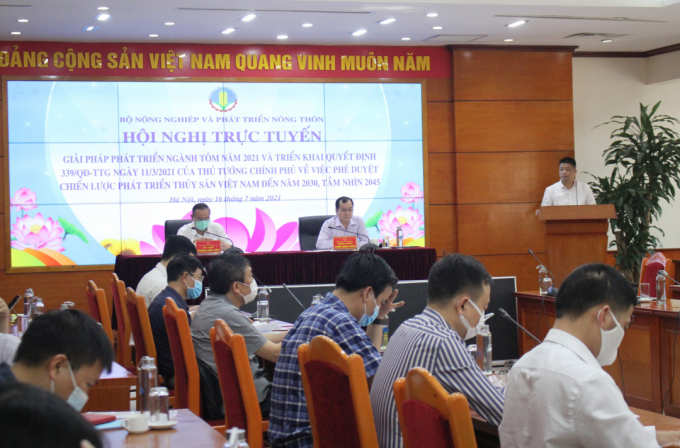 The online conference has received the participation of many representatives of ministries and departments, along with the People’s Committee of many major localities in the shrimp industry. Photo: Trung Quan.