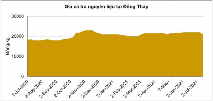 The change in pangasius prices in Dong Thap province. Photo: VSEP.