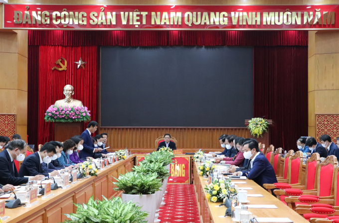 Thủ tướng Chính phủ Phạm Minh Chính làm việc với tỉnh Cao Bằng. Ảnh: Vũ Tiệp.