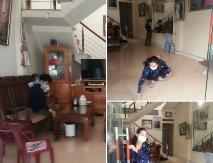 Gia đình chị Đỗ Thị T được hướng dẫn cách vệ sinh, khử trùng và cách ly tại chỗ trong 14 ngày. Ảnh: Trung tâm Kiểm soát bệnh tật tỉnh Lào Cai. 