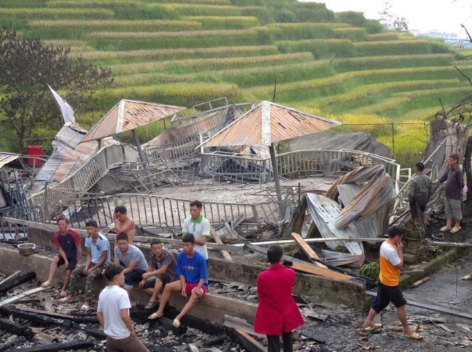 Nhà của một hộ dân bị cháy rụi tại xã Mường Hoa, Sa Pa. Ảnh: B.Đ