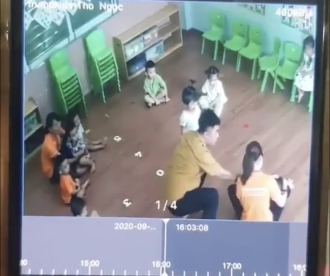 Vị nam phụ huynh có hành vi bạo lực đối với bạn của con tại Trường Mầm non Trump Kids (số 357, đường Nhạc Sơn, thành phố Lào Cai). Ảnh: H.Đ