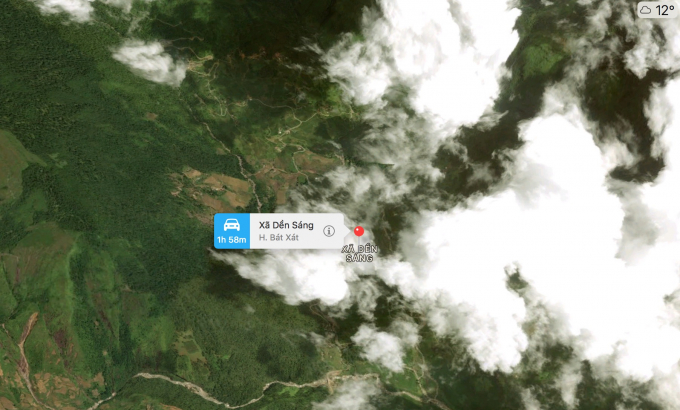 Xã Dền Sáng cách trung tâm thành phố Lào Cai khoảng 40km nhưng phải mất 2 giờ lái xe. Ảnh: Apple Map