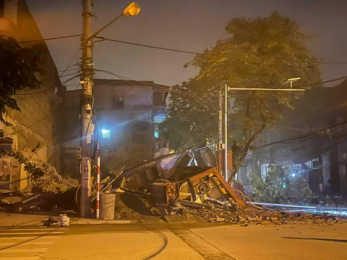 Hiện trường vụ nhà đổ sập tại số 117 đường Quy Hoá (thành phố Lào Cai). Ảnh: L.T.
