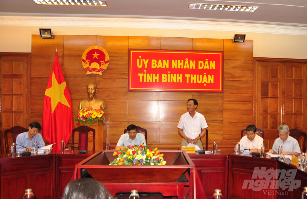 Thứ trưởng thường trực Bộ NN-PTNT Hà Công Tuấn cùng đoàn công tác làm việc với UBND tỉnh Bình Thuận. Ảnh: M.H.