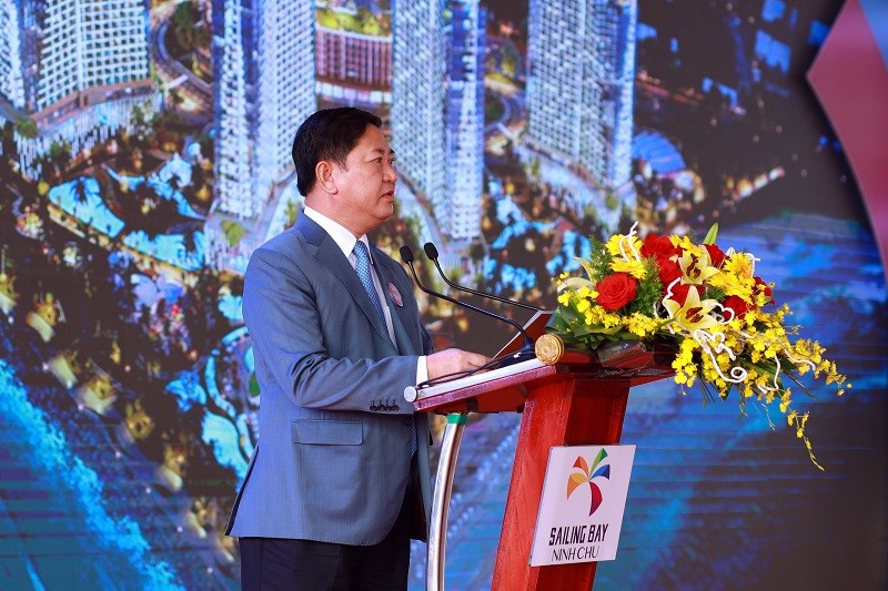 Ông Trần Quốc Nam, Chủ tịch UBND tỉnh Ninh Thuận phát biểu tại sự kiện khởi công Sailing Bay Ninh Chữ.
