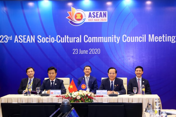 Hội nghị Hội đồng Cộng đồng Văn hóa – Xã hội ASEAN lần thứ 23 đã được tổ chức theo hình thức trực tuyến tại Hà Nội. Ảnh: Truyền thông Bộ LĐ-TBXH.