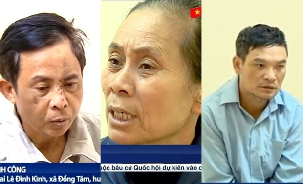 3 trong số các đối tượng bị bắt ở Đồng Tâm. Ảnh: VTV.