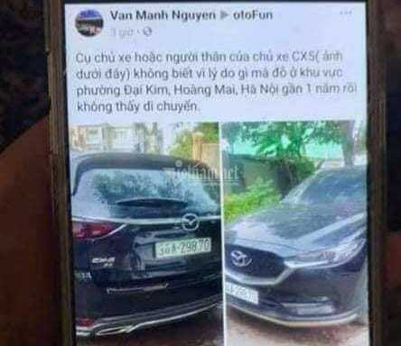 Chiếc xe anh Cường lái đi đòi nợ bị bỏ quên tại Hà Nội suốt 7 tháng qua được người dân đăng lên mạng xã hội.