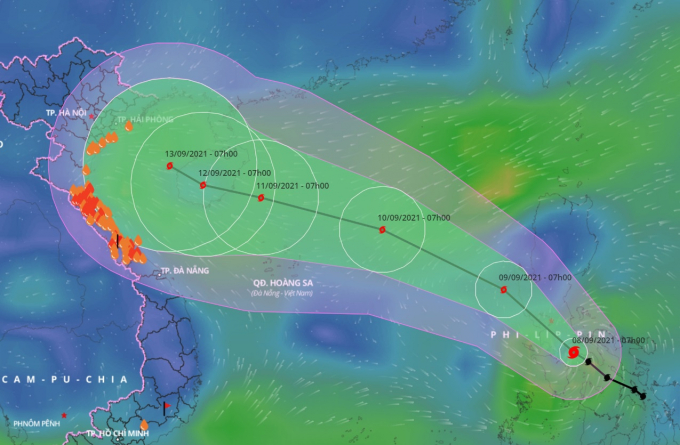 Dự báo hướng đi của bão Côn Sơn sắp vào Biển Đông. Ảnh: VNDMS.